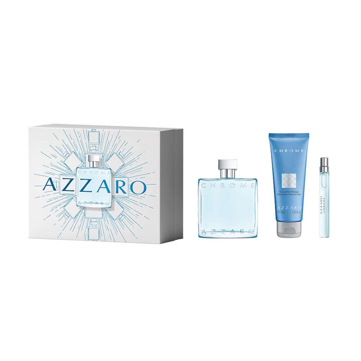 Buy Azzaro Chrome Set for Men (Eau De Toilette 100 ml Hair